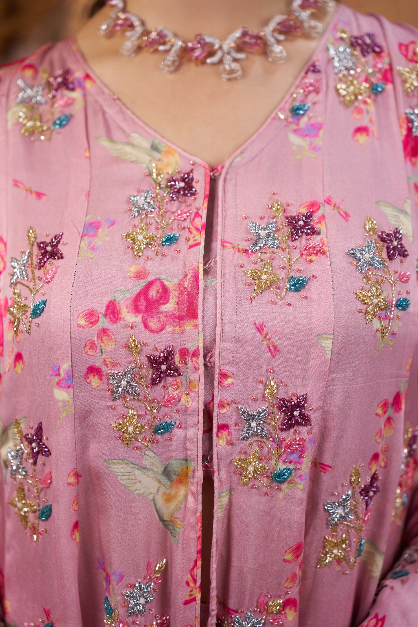 Blush Bloom Embroidered Sharara Set