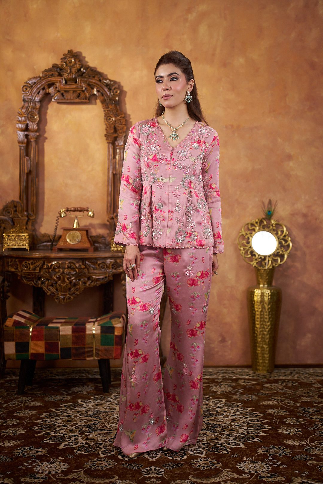 Blush Jardin Embroidered Co-Ord Set